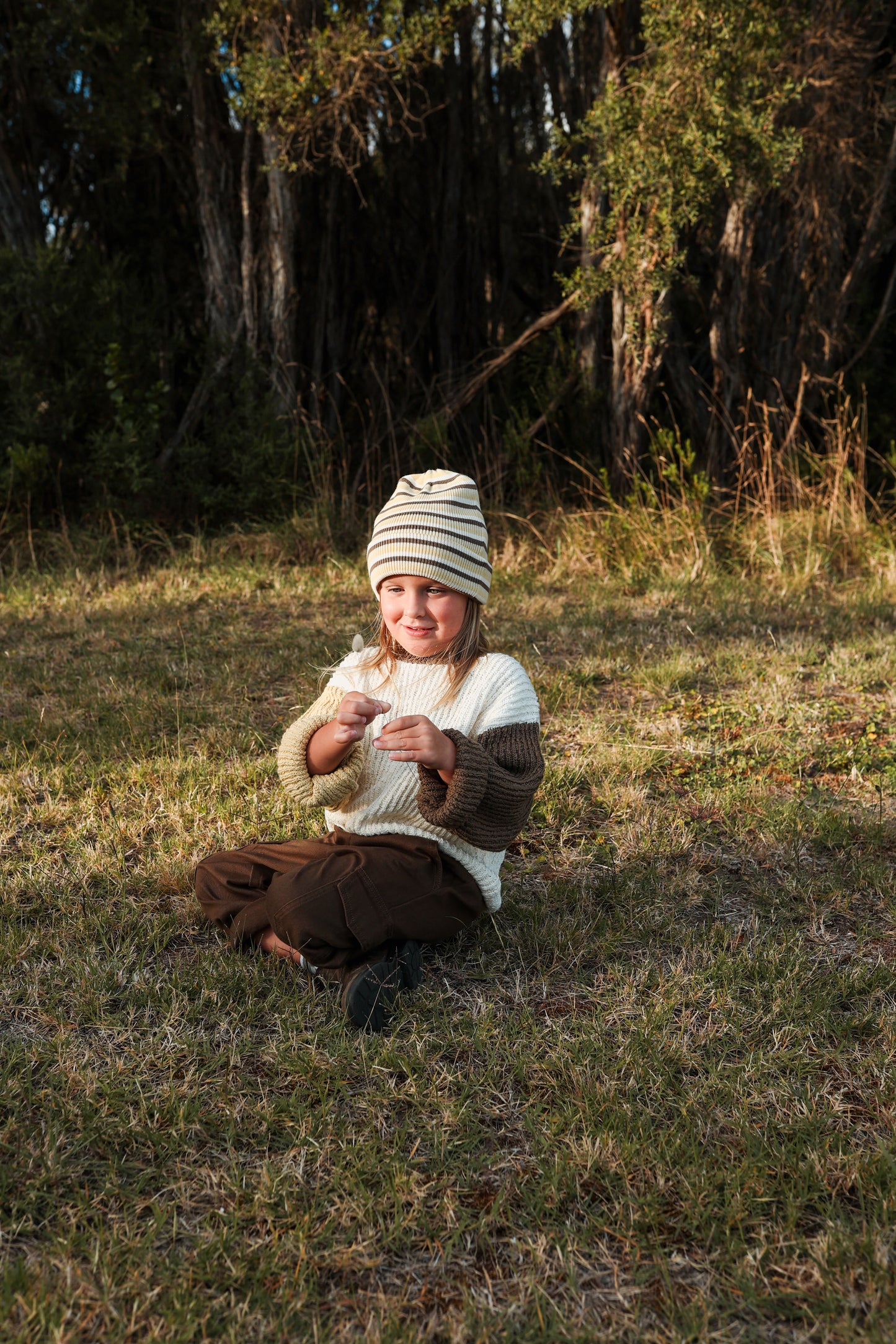 Grown Slub Yarn Pull Over - Colour Block