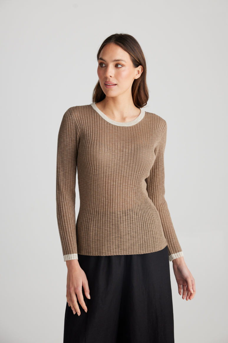 The Shanty Saturn Long Sleeve Top - Taupe