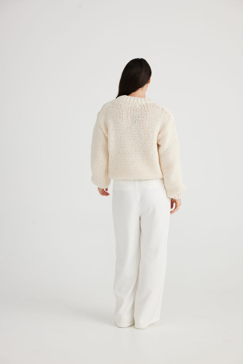 Brave and True Heart On My Sleeve Knit - Off White