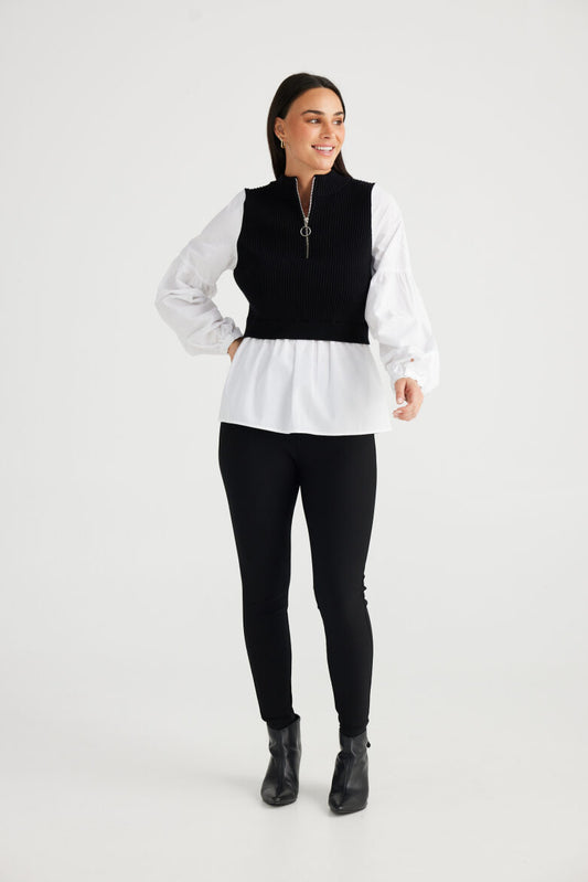 Brave and True Mon Shirt - White W Black