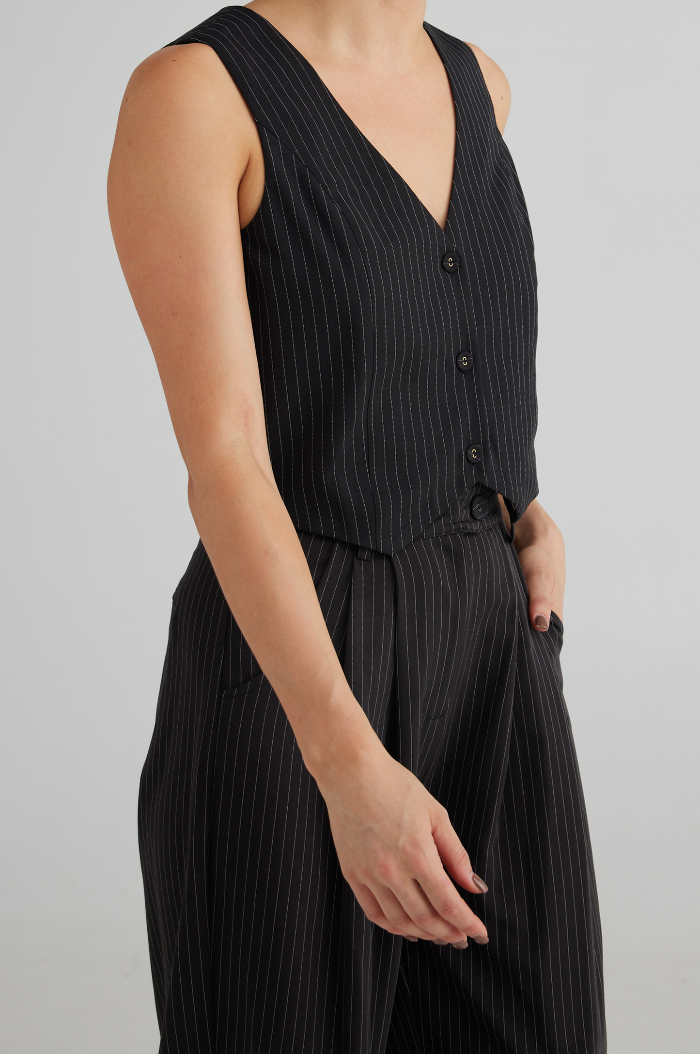Daisy Says Clover Waistcoat - Black Pinstripe