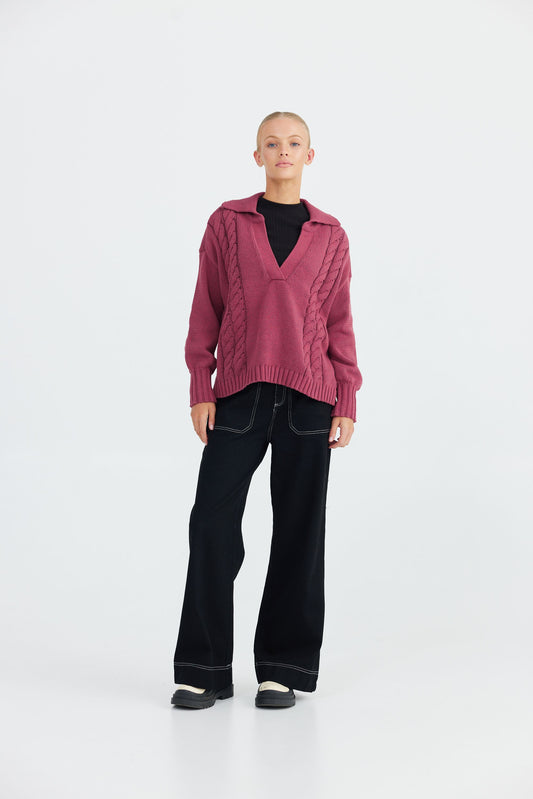 Daisy Says Goldie Sweater - Mulberry