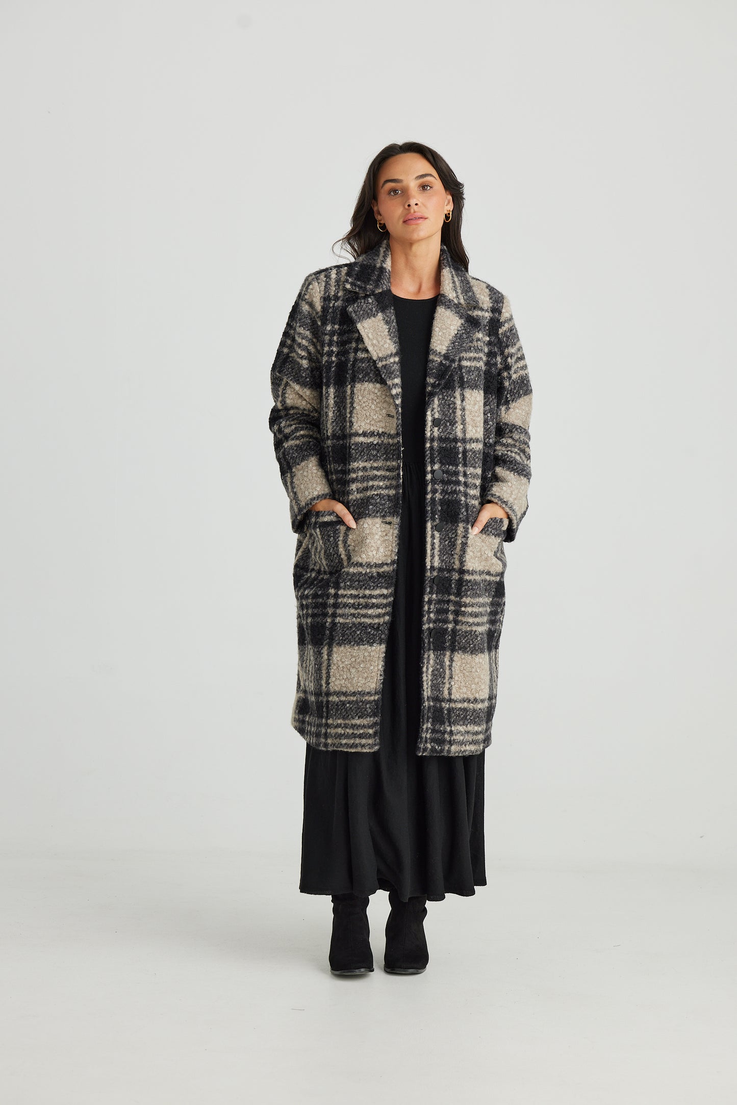 Brave and True Lana Coat - Black Check