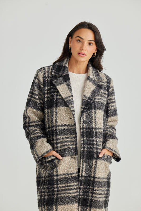 Brave and True Lana Coat - Black Check