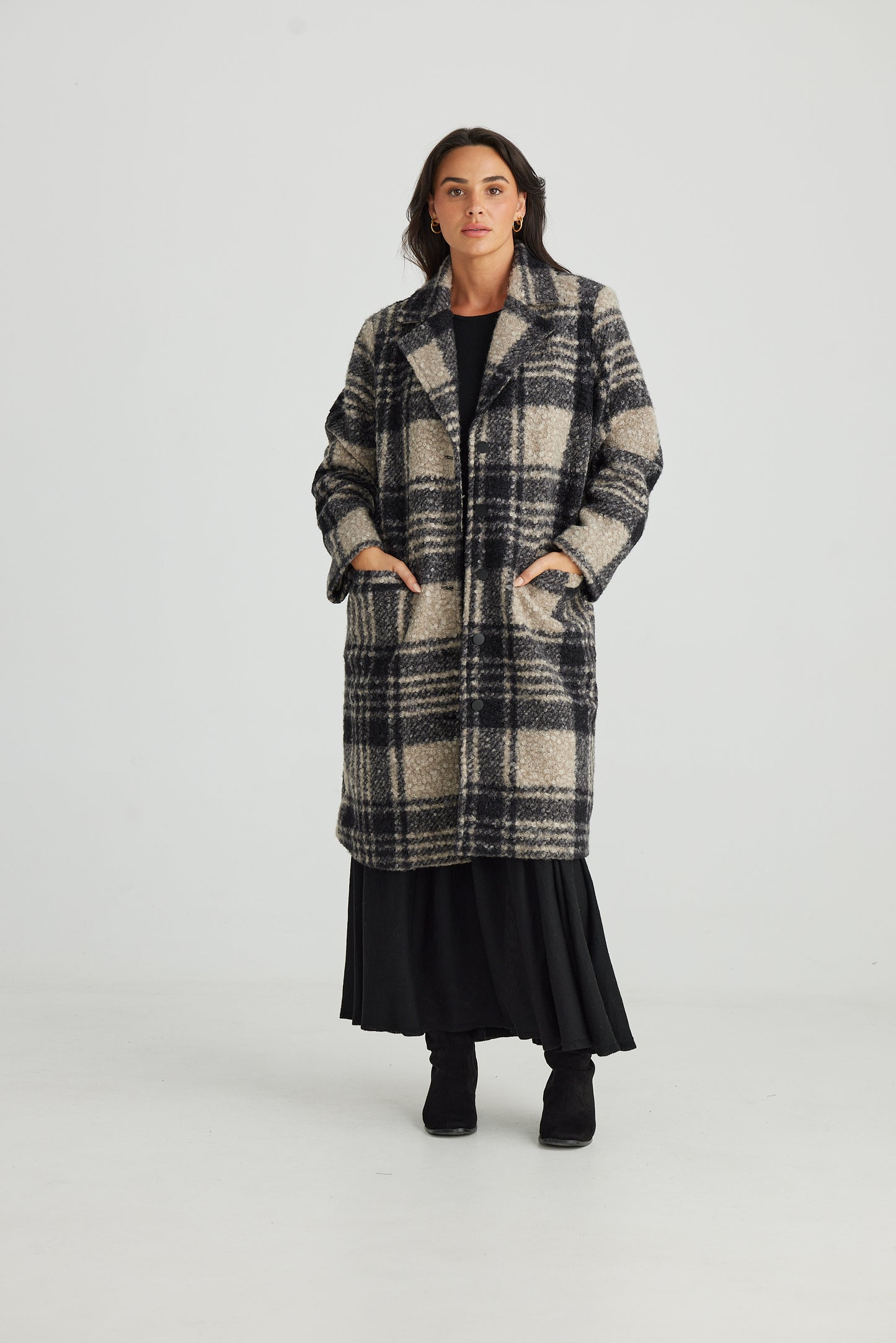 Brave and True Lana Coat - Black Check