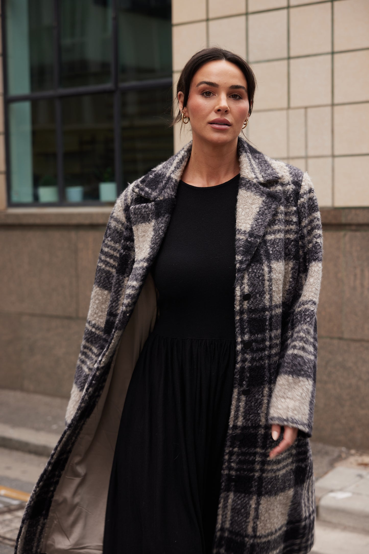 Brave and True Lana Coat - Black Check