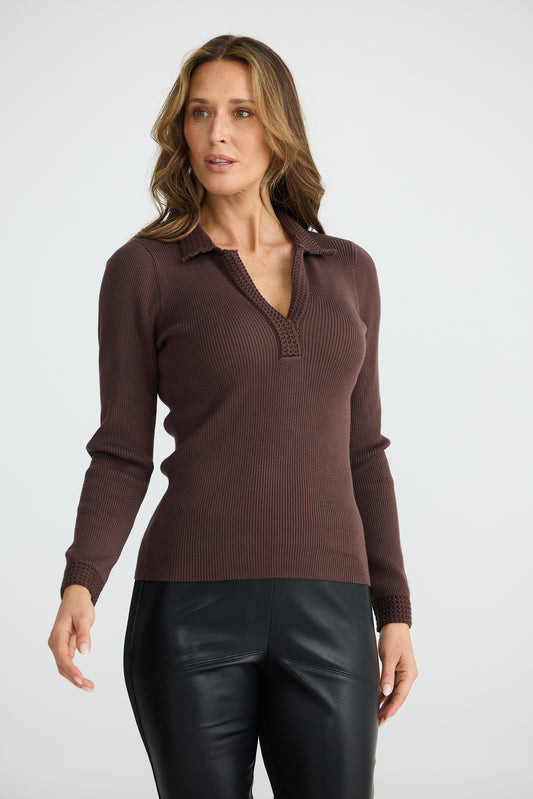 Brave and True Mimi Long Sleve Top - Dark Chocolate
