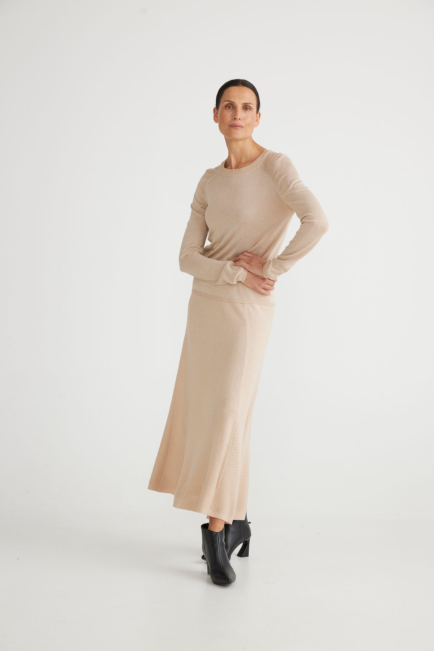 Brave and True Domenica Gathered Sleeve Knit - Champagne