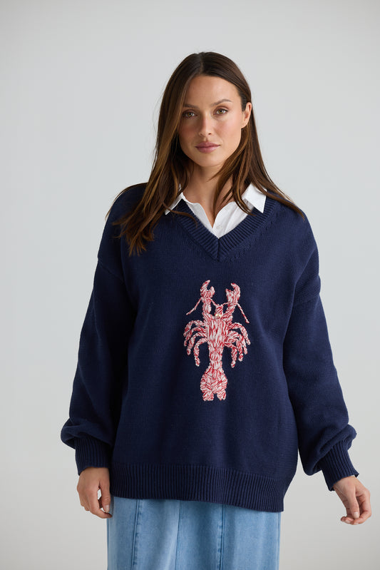 Holiday Kingston Knit - Navy lobster