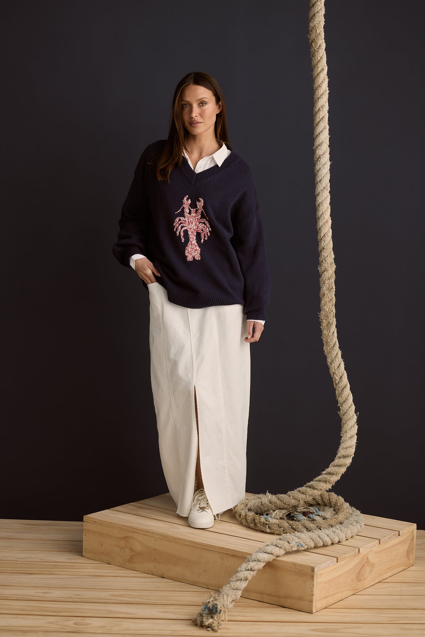 Holiday Kingston Knit - Navy lobster