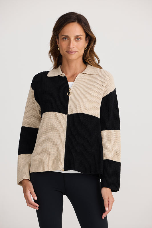 Homelove Checkmate Cardi Black W Natural
