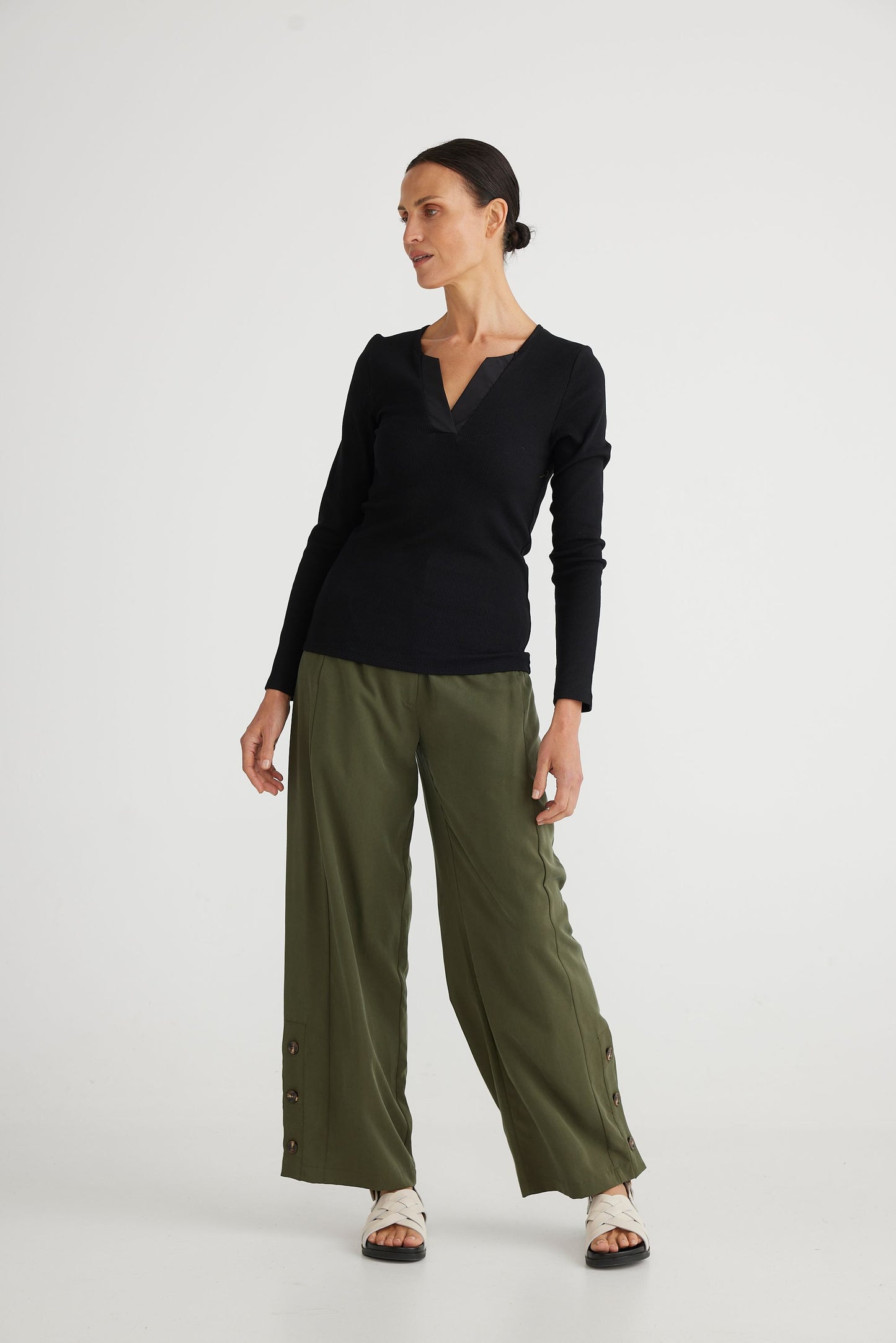 Brave and True Henley Long Sleve Top - Black