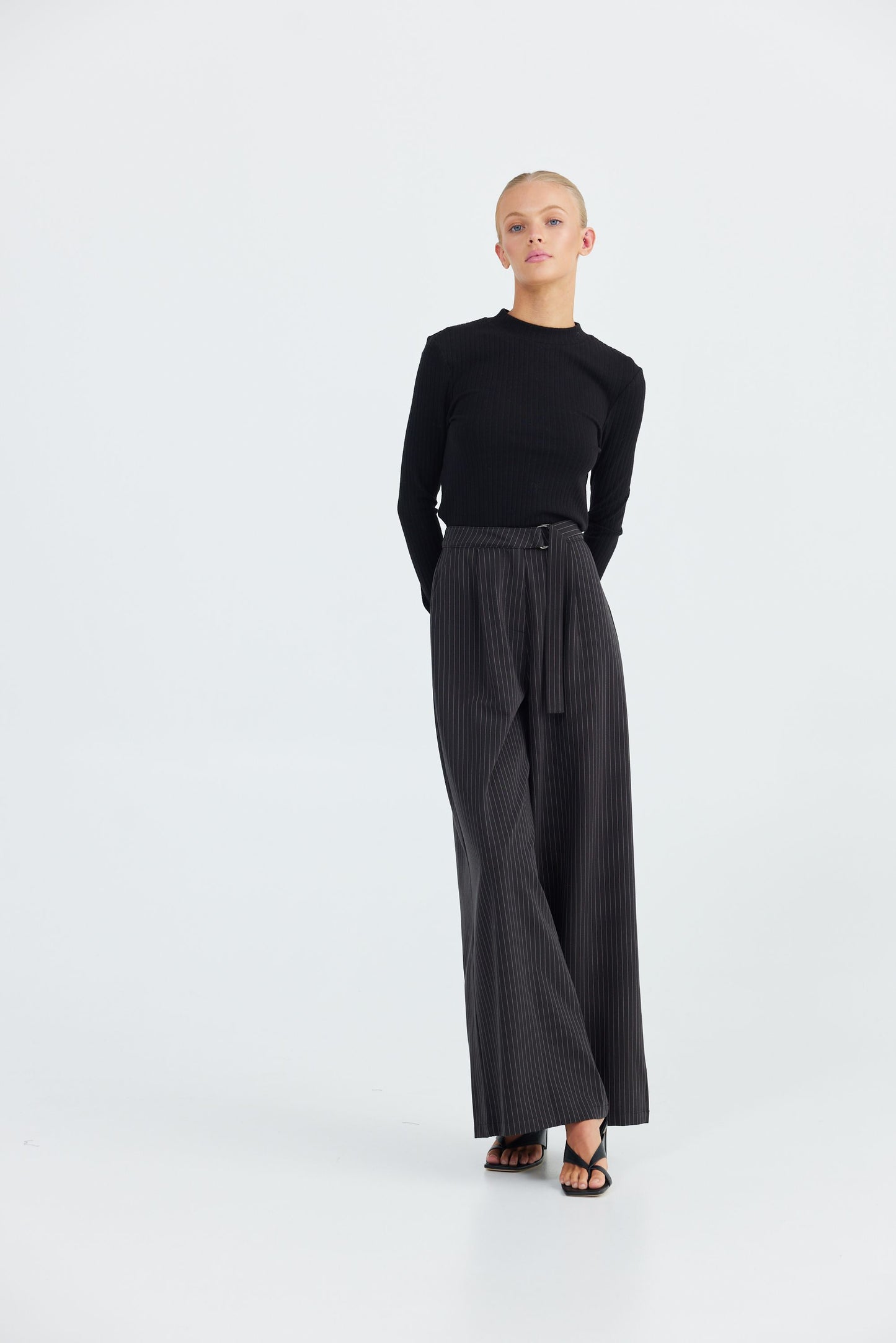 Daisy Says Evie Pants - Black Pinstripe