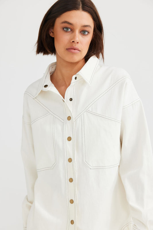 Daisy Says Violet Shirt - Chalk