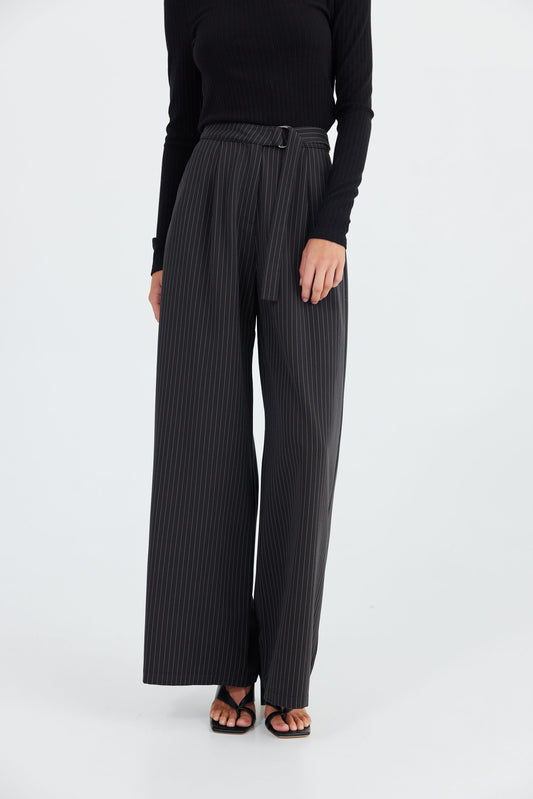 Daisy Says Evie Pants - Black Pinstripe