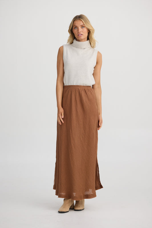 The Shanty Sicily Skirt - Cocoa Linen