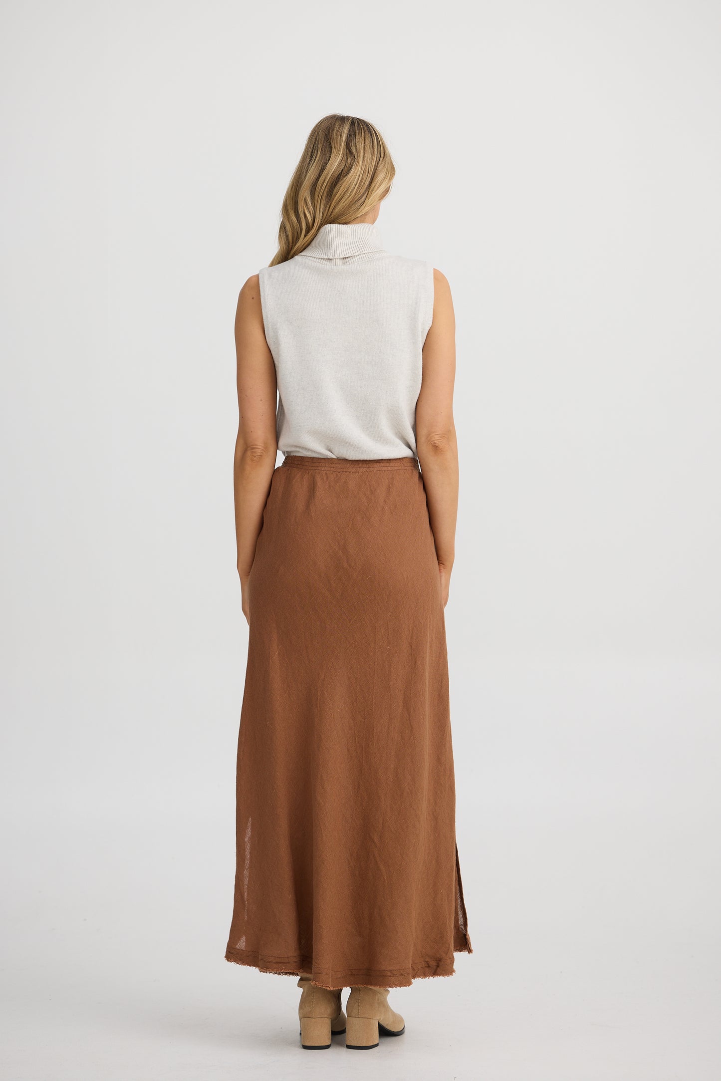 The Shanty Sicily Skirt - Cocoa Linen