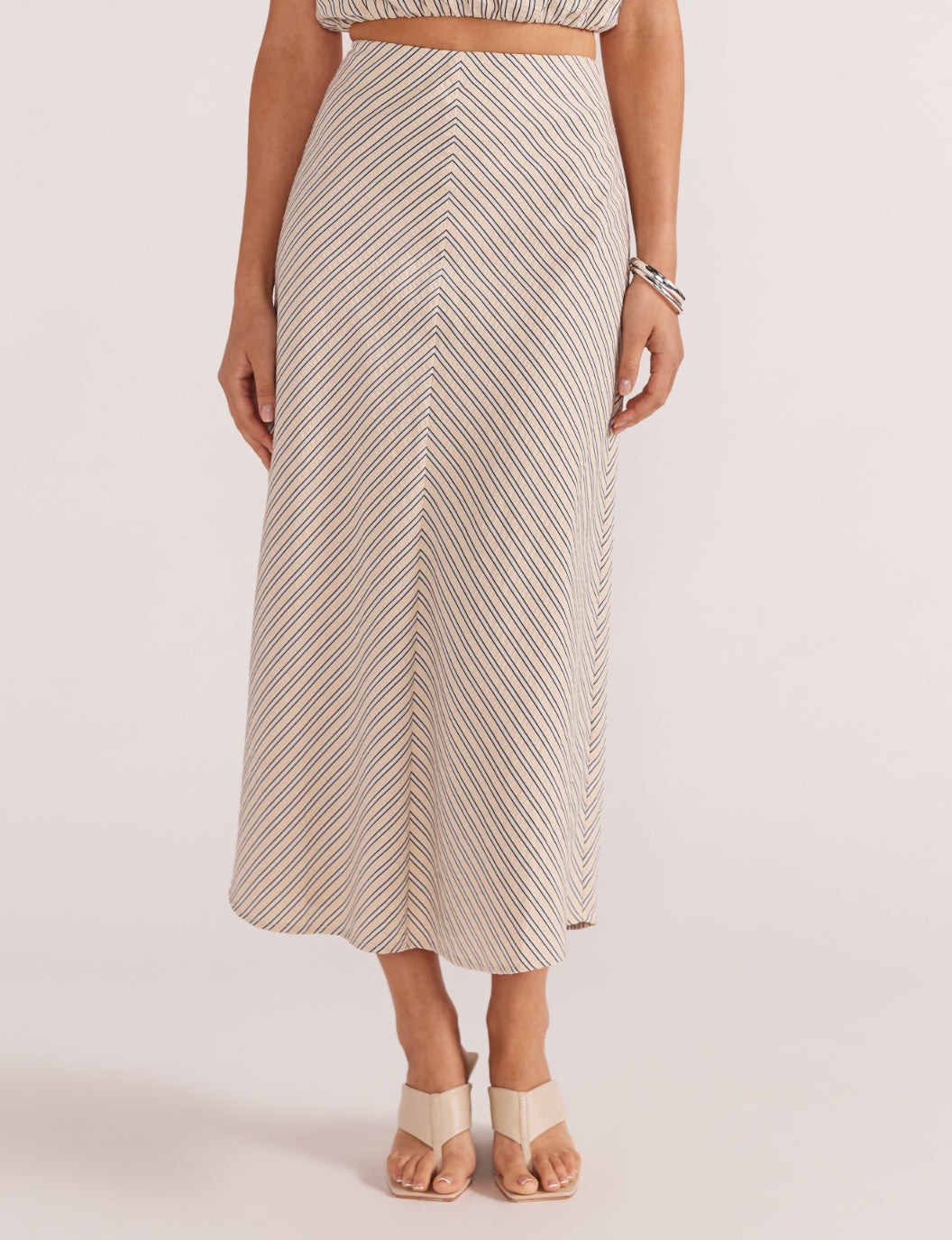 Staple the Lable Wren Midi Skirt - Cream Stripe
