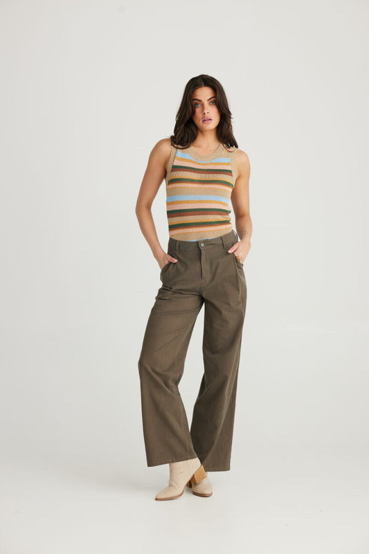 Talisman Rue Knit Tank - Natural Stripe