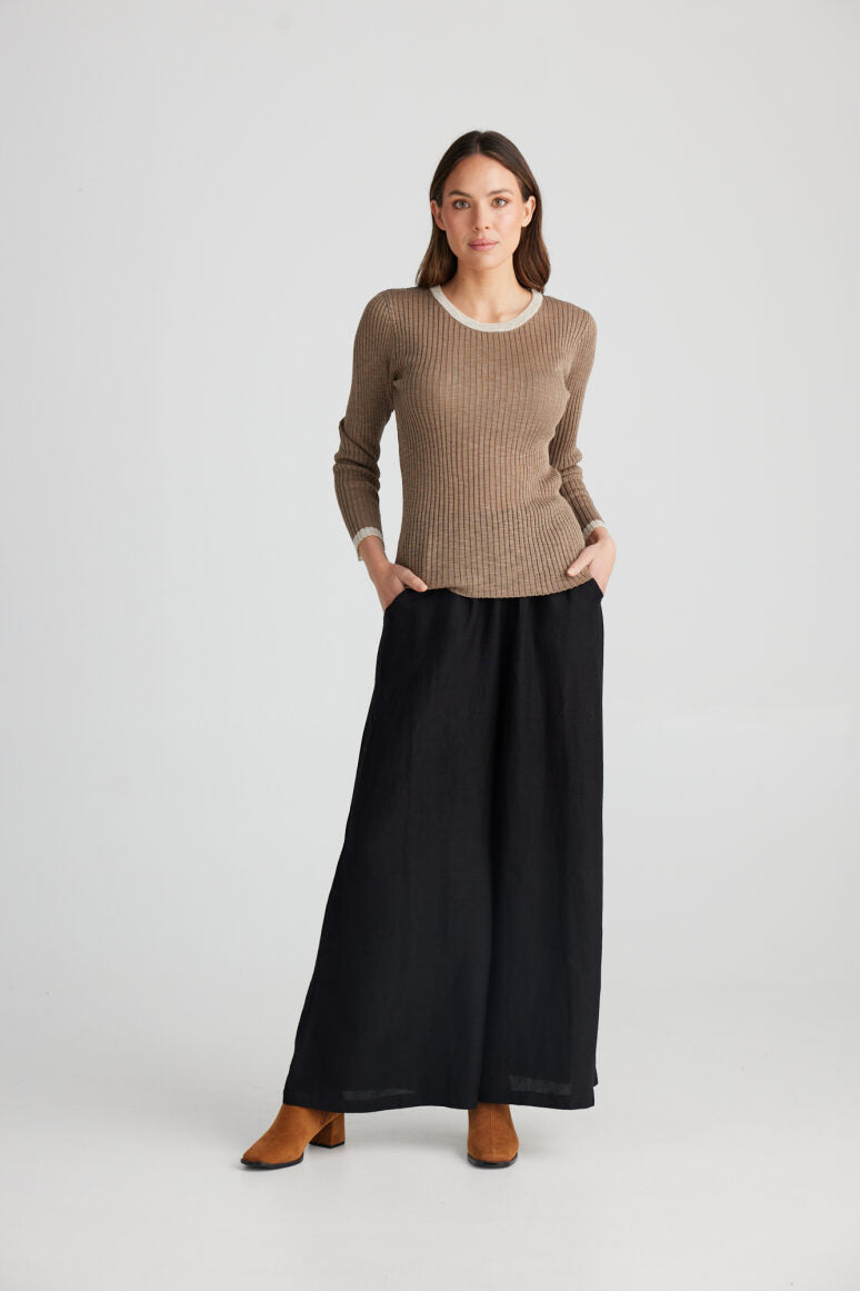 The Shanty Saturn Long Sleeve Top - Taupe