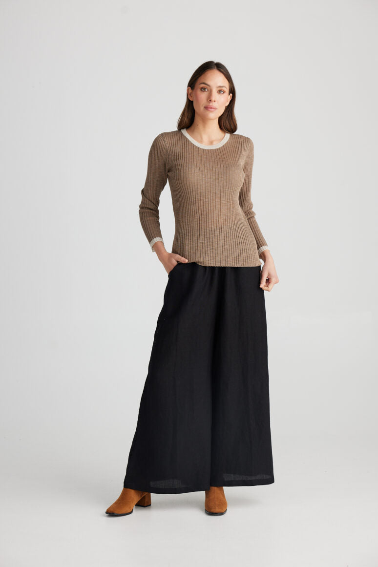 The Shanty Saturn Long Sleeve Top - Taupe