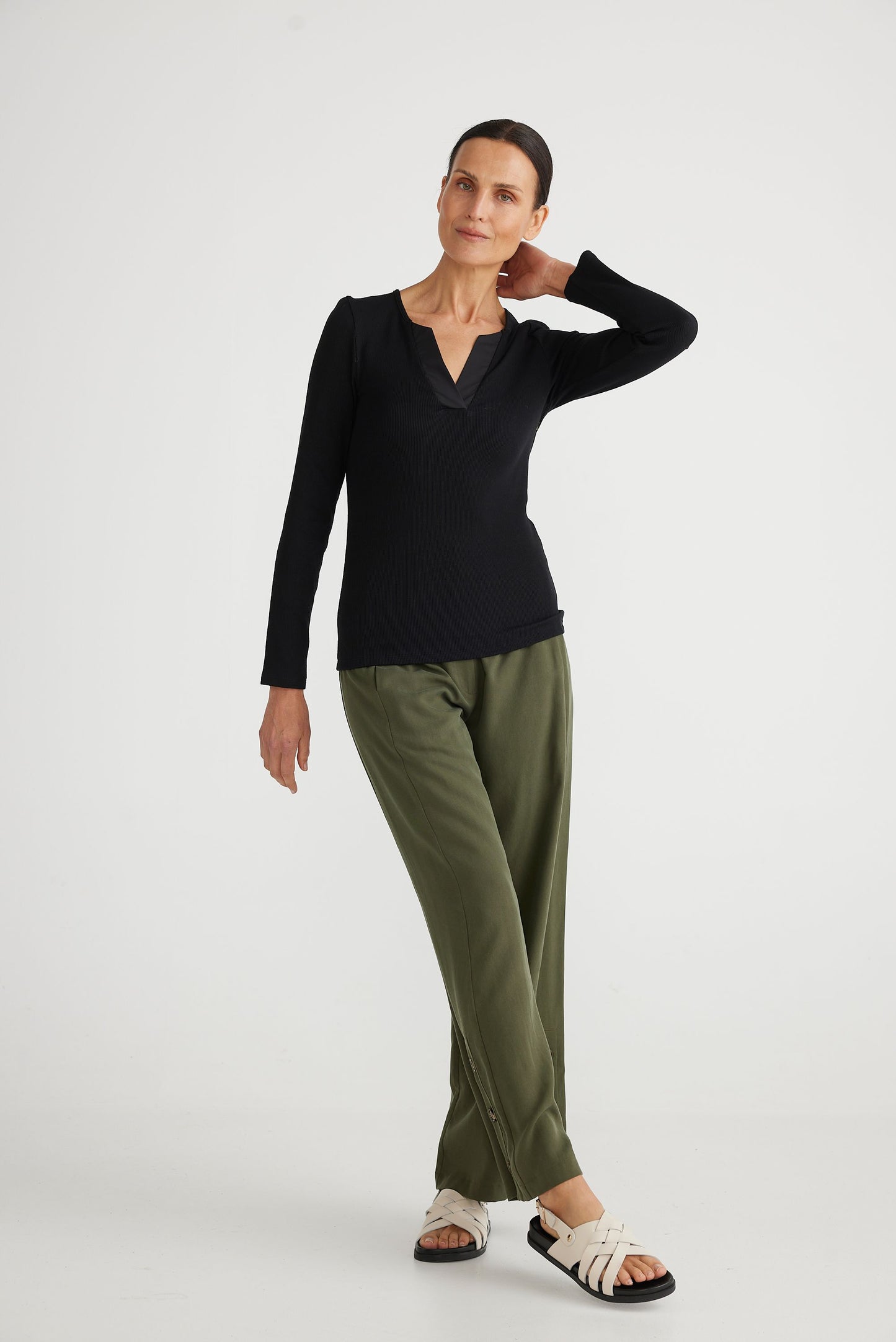 Brave and True Henley Long Sleve Top - Black