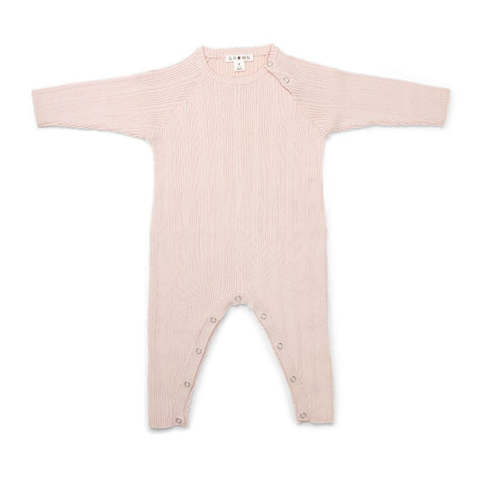 Grown Organic Ribbed Romper -  Pink Salt
