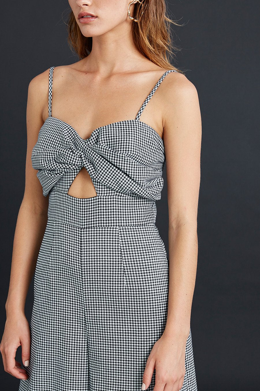 Houndstooth Twist Jumpsuit