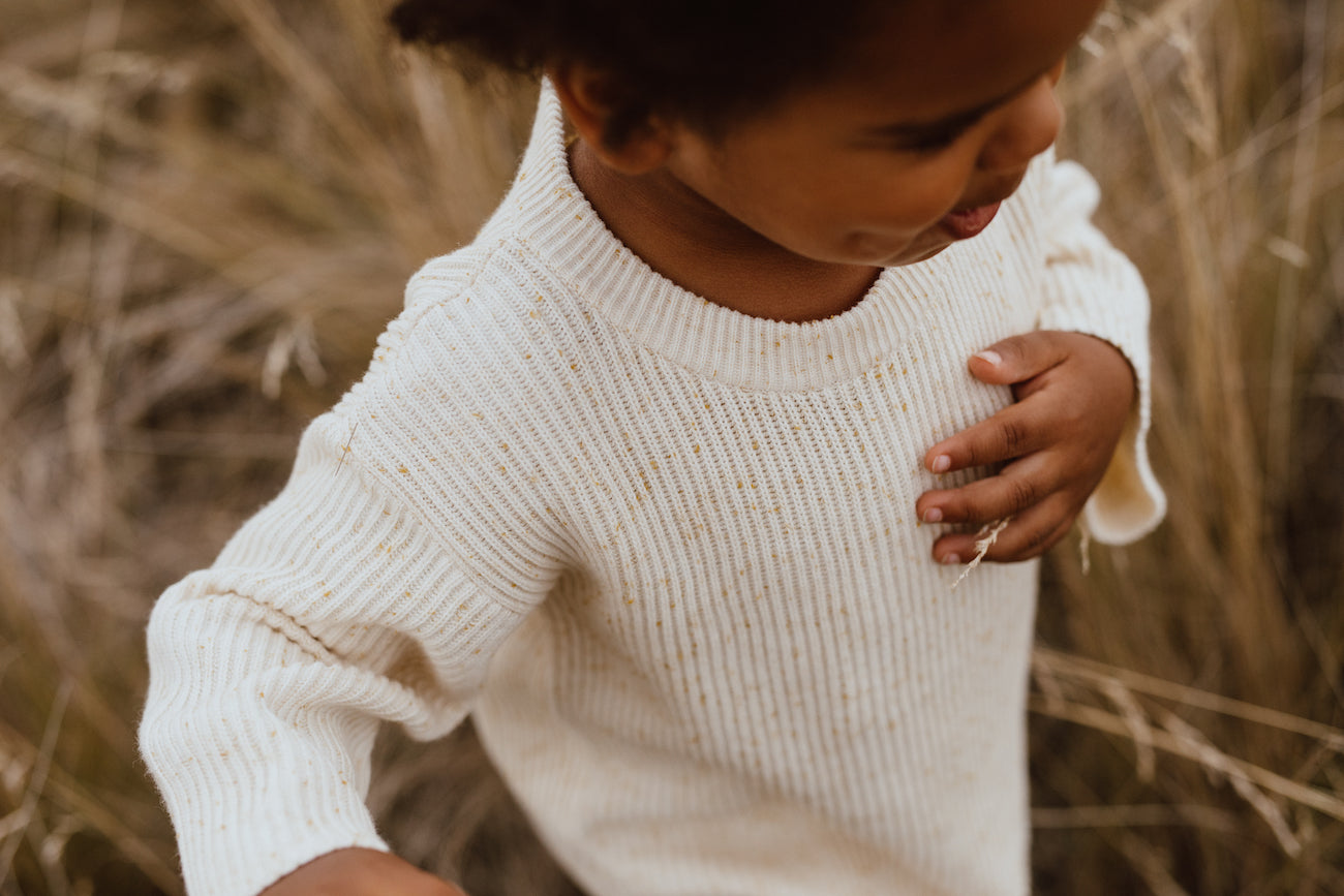 Grown-Speckle Rib Pull Over - Golden Speckle