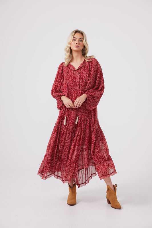 Talisman Sabrina Dress-Red Mystic