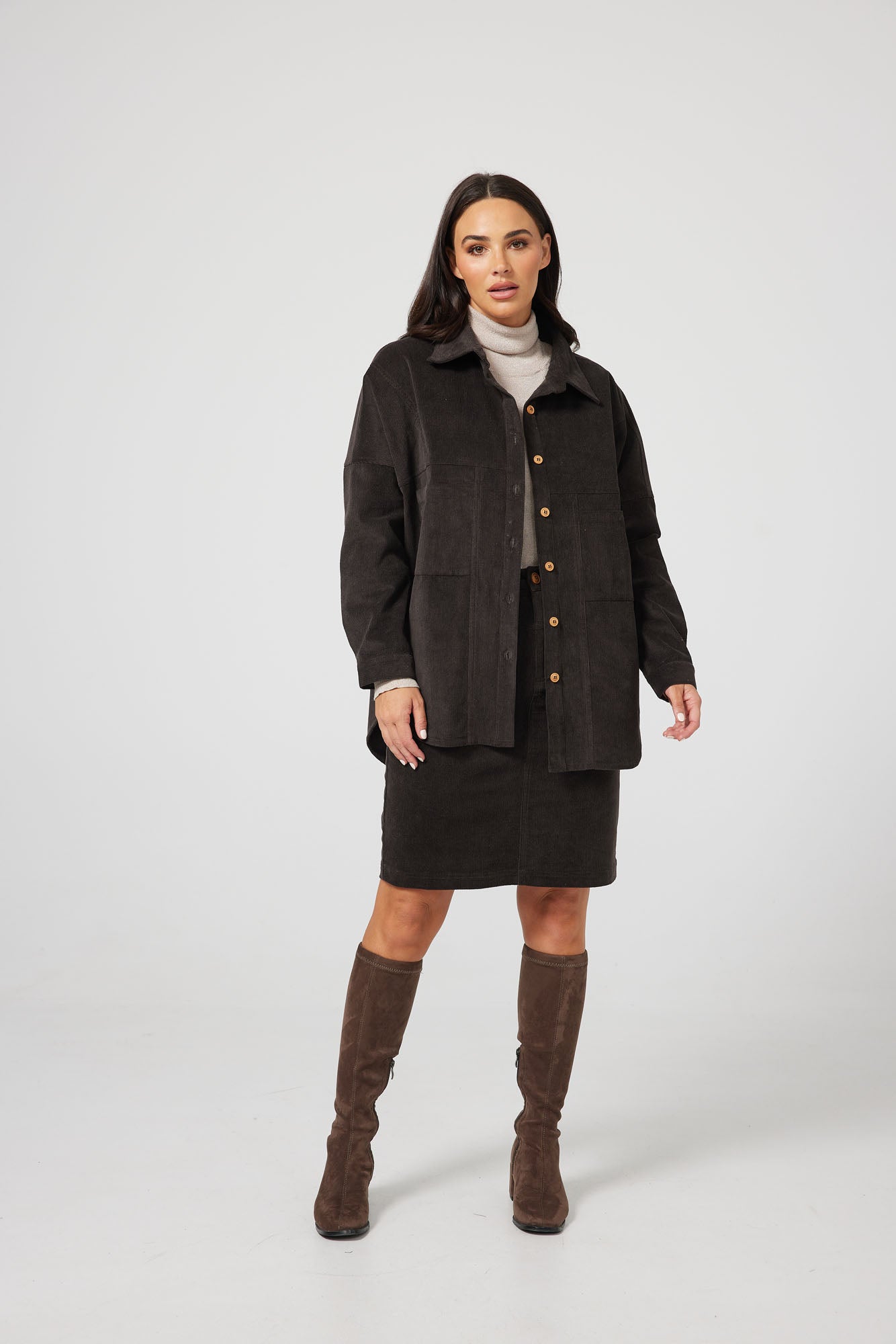 Brave and True Finn Boyfriend Shirt- Umber