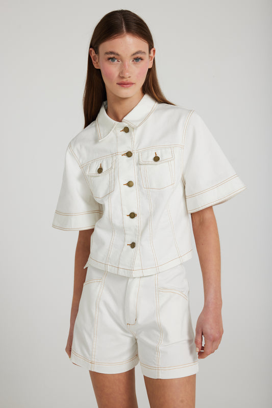 Daisy Says Defender Top - White Denim