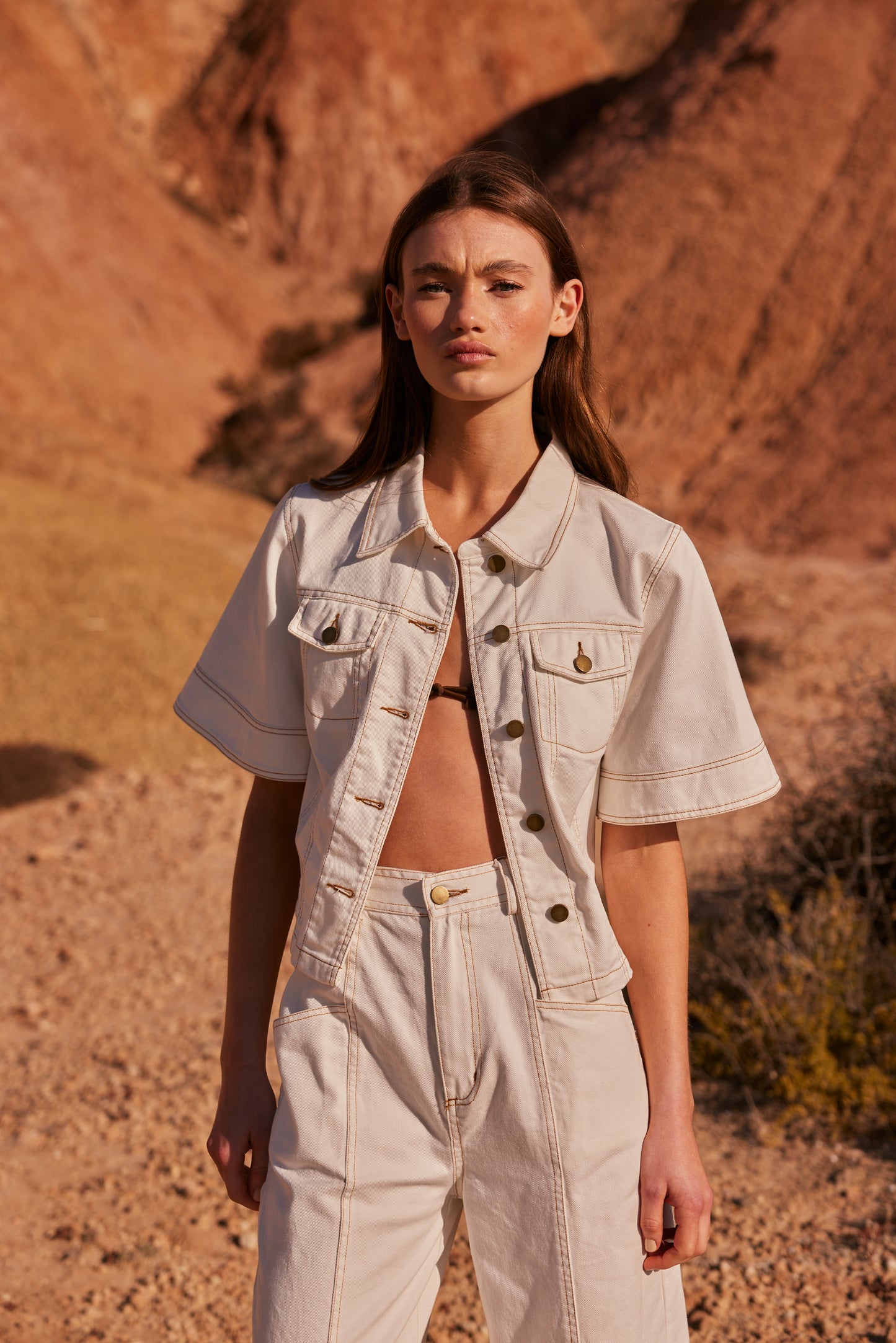 Daisy Says Defender Top - White Denim