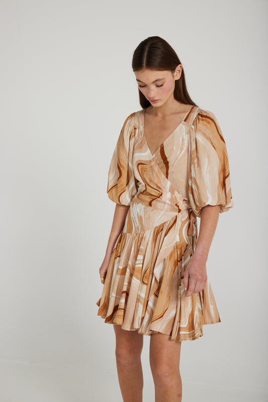 Daisy Says Havana Wrap Dress - Travertine