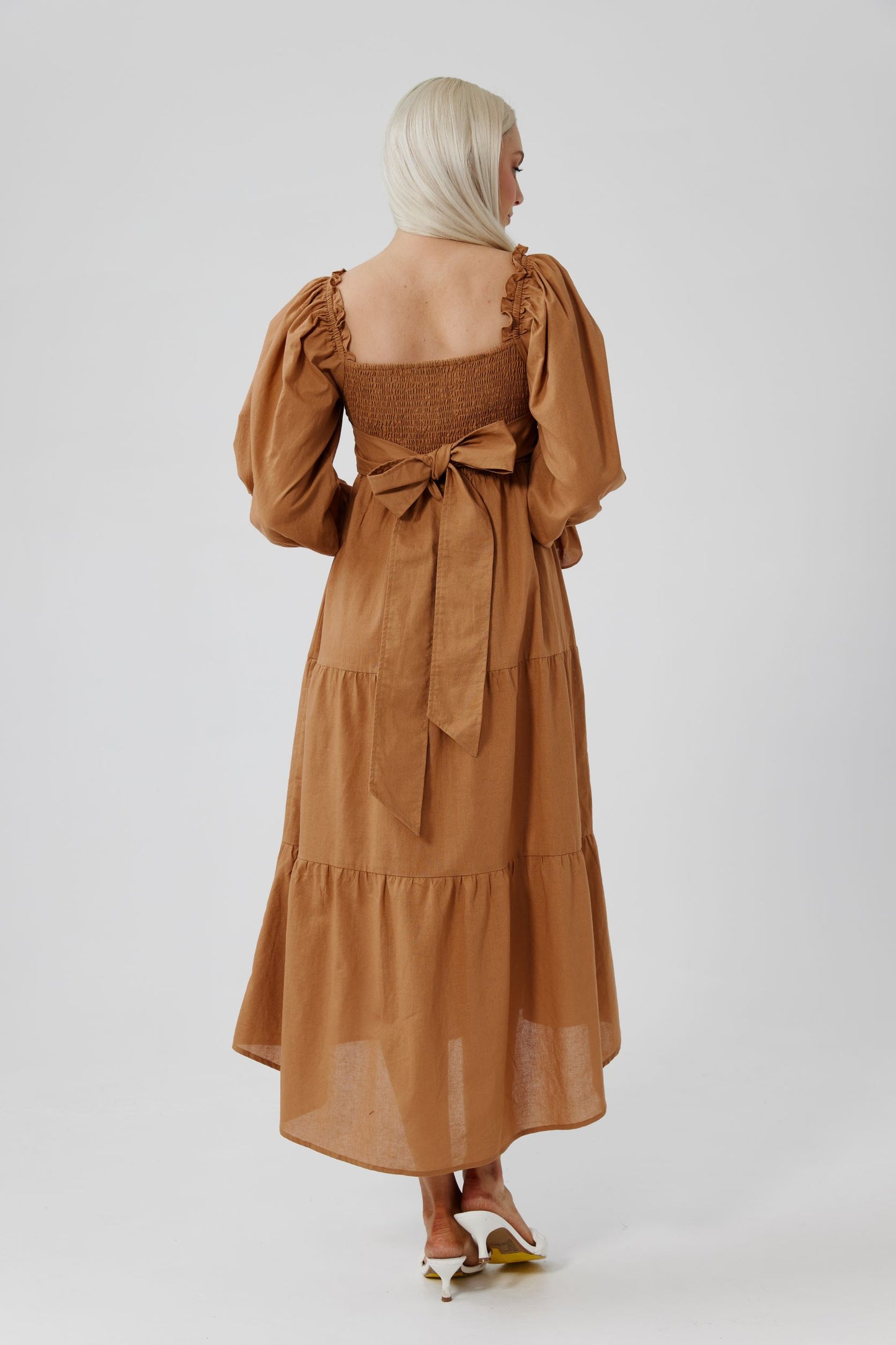 Daisy Says- Delta Long Sleeve Dress- Meerkat Cotton Linen