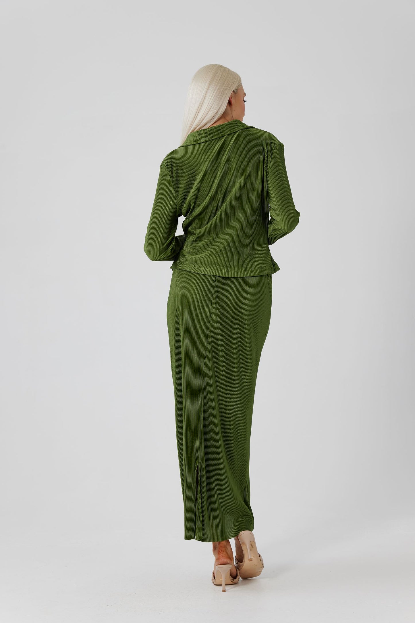 Daisy Says- Moss Crinkle Glow Up Shirt- Moss Green