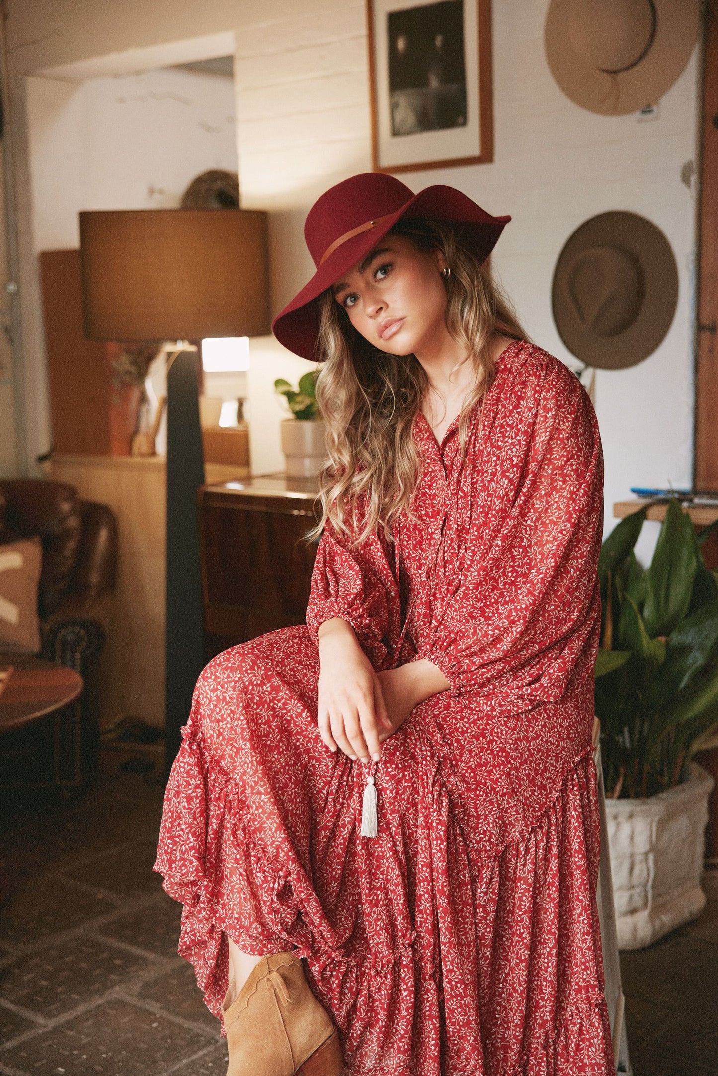 Talisman Sabrina Dress-Red Mystic