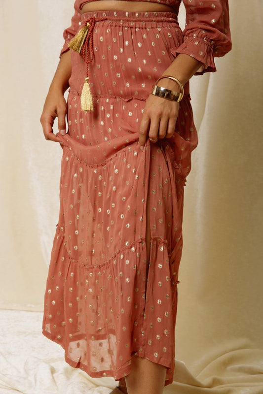 Elle Tiered Slit Skirt