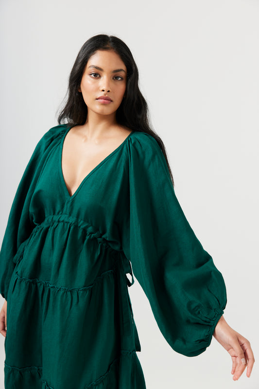 The Shanty Wing On A Prayer Dress - Emerald