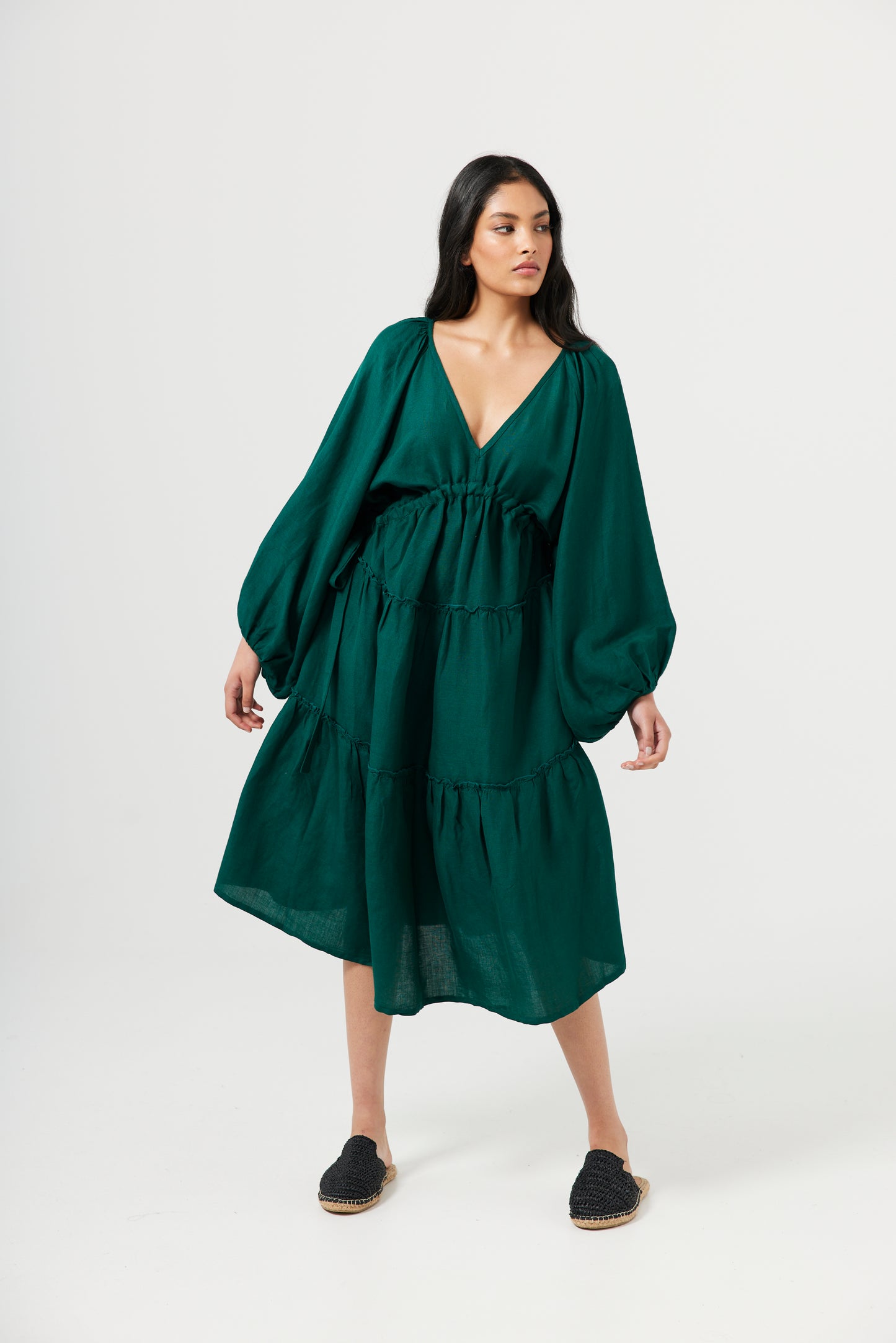 The Shanty Wing On A Prayer Dress - Emerald