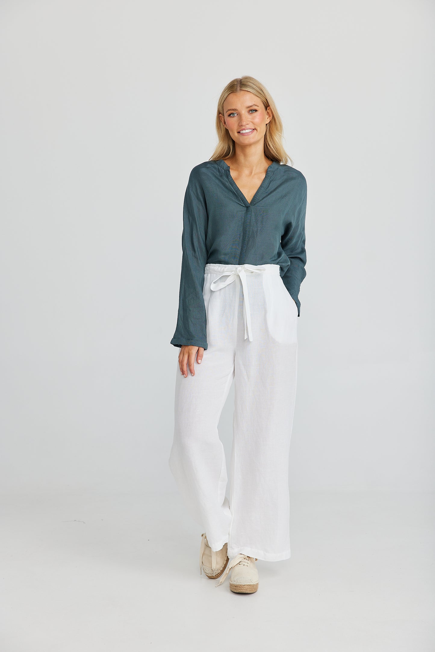 The Shanty Dickens Pants - White Linen