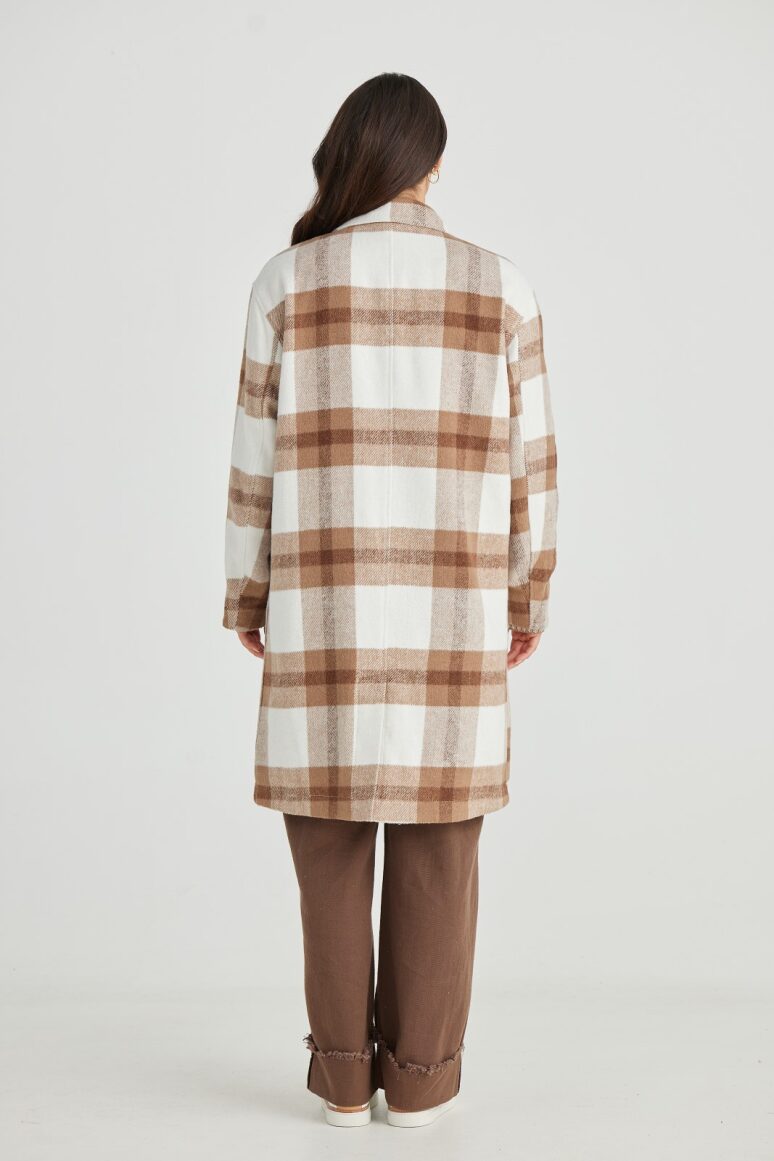 Brave and True Lottie Coat - Brown Check