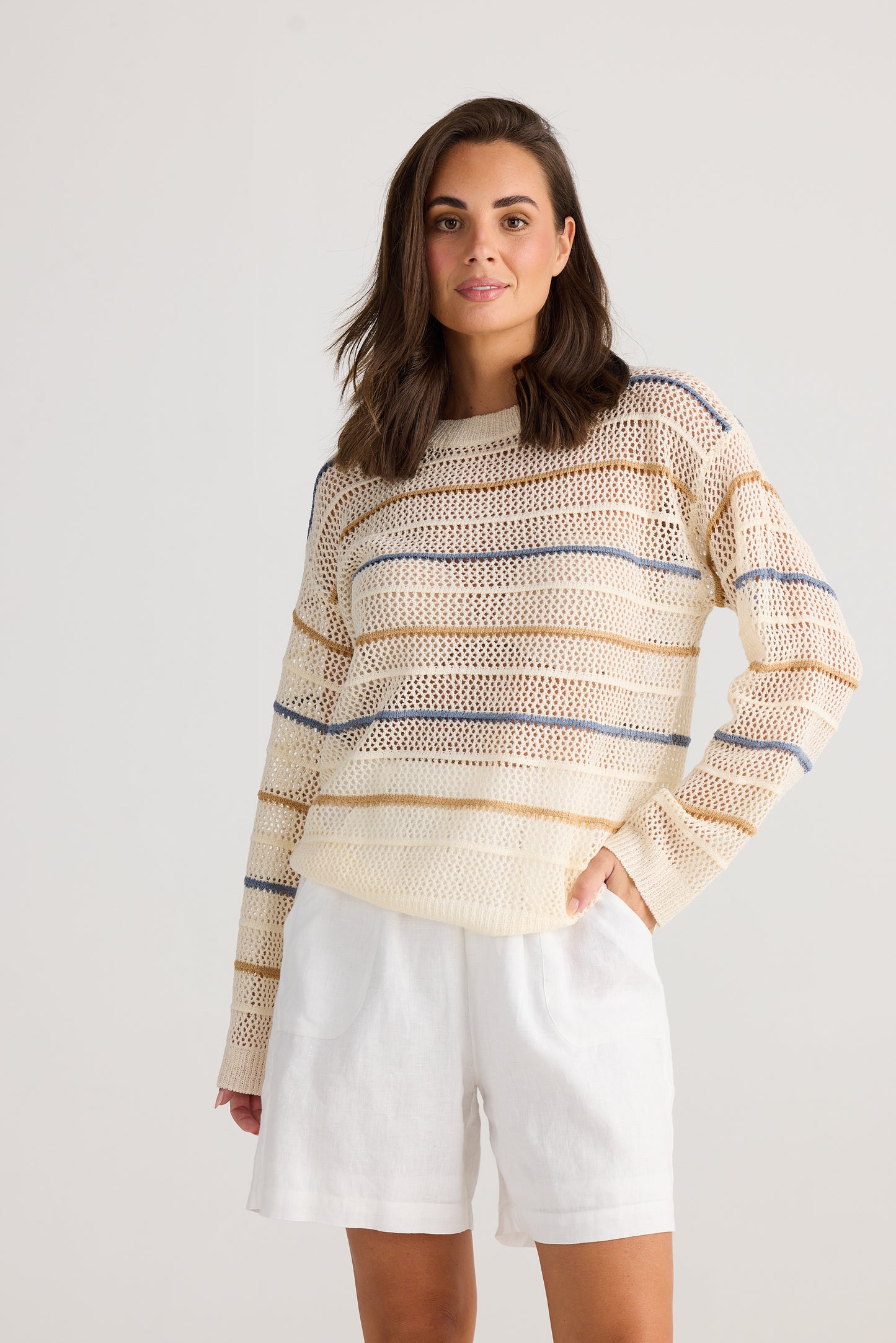 Holiday St Barts Knit - Natural Stripe