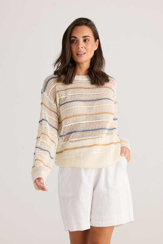 Holiday St Barts Knit - Natural Stripe