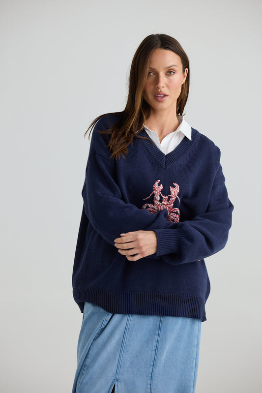 Holiday Kingston Knit - Navy lobster