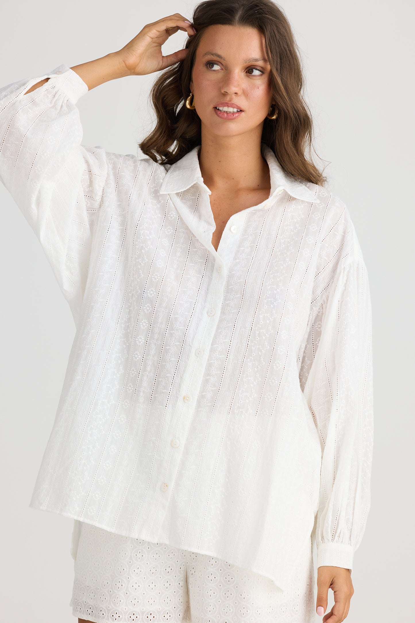 Talisman Dahlia Overshirt - White Broderie