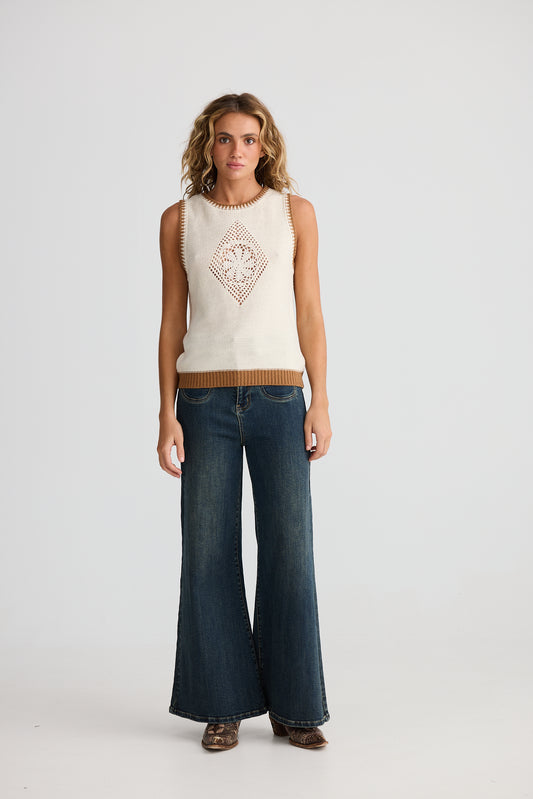 Talisman Dream Catcher Knit Tank - Natural W Tan