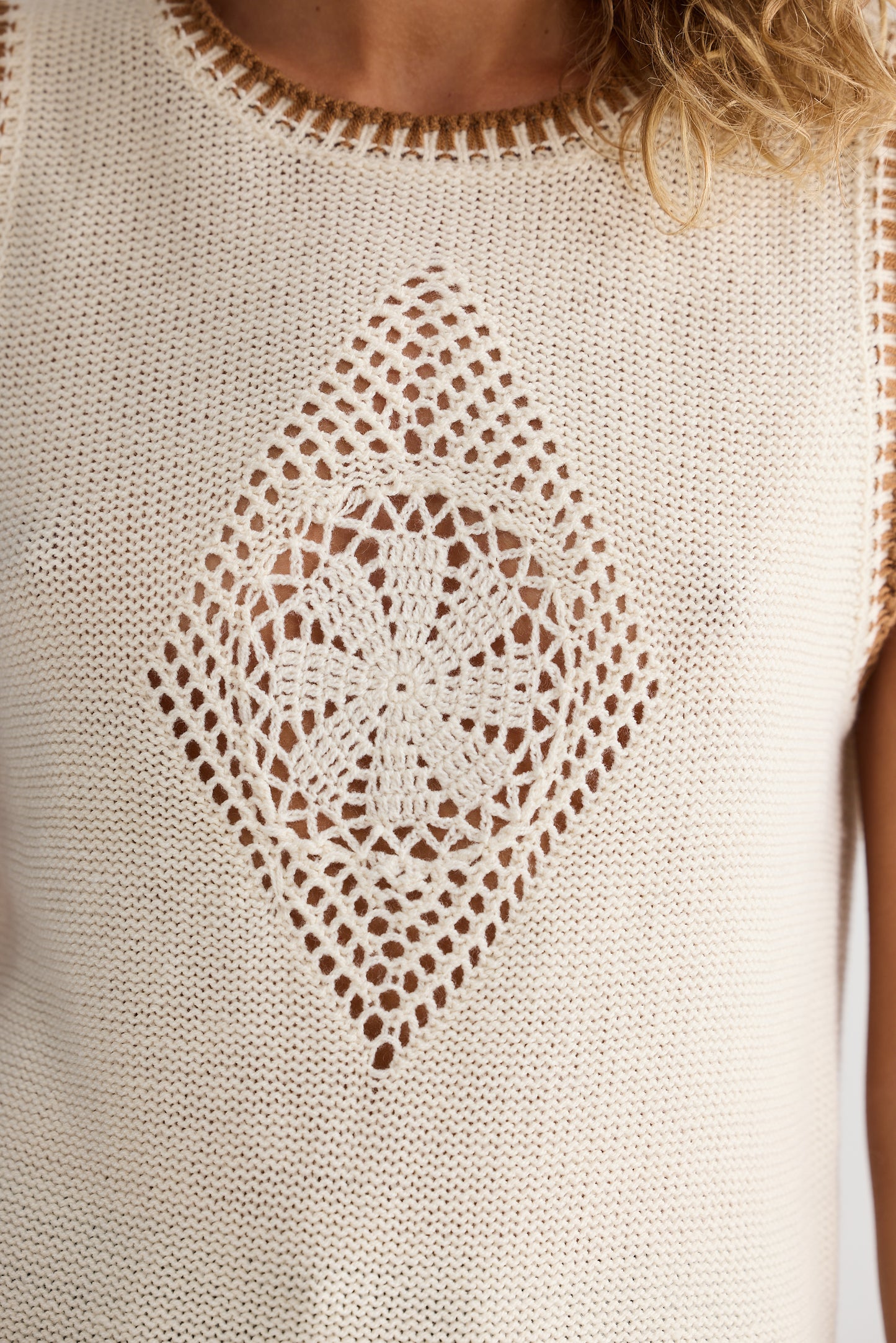 Talisman Dream Catcher Knit Tank - Natural W Tan