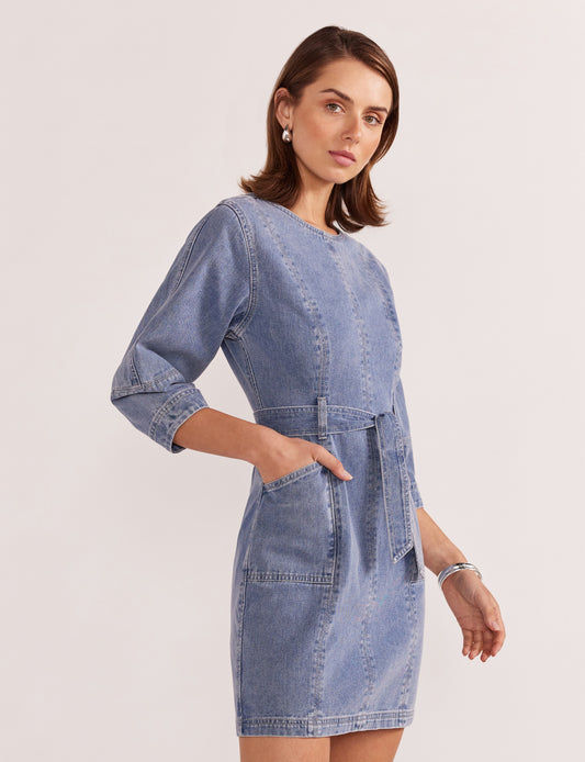 Staple Nina Denim Dress -Vintage Blue