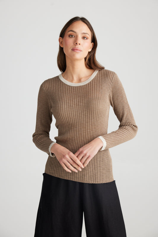 The Shanty Saturn Long Sleeve Top - Taupe